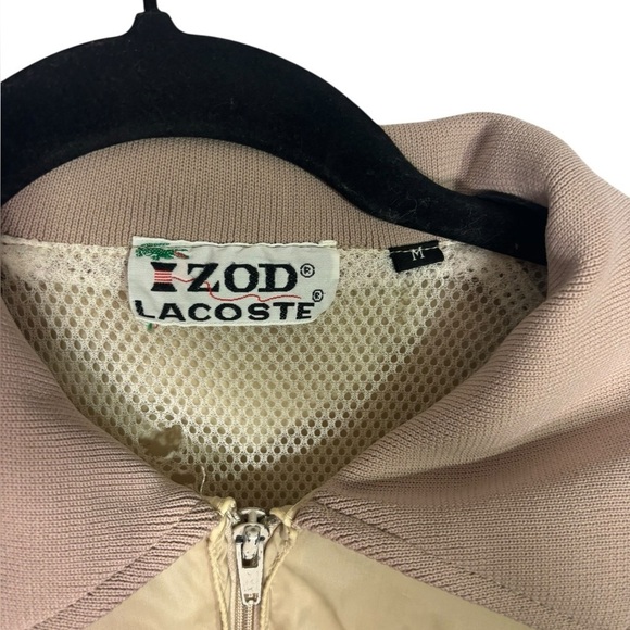 VTG 80s Lacoste Izod Performance Golf Full Zip Beige Tan Jacket Size Medium Mens - Picture 2 of 13